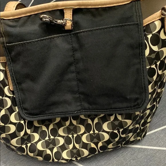 Coach Black and Tan Geometric Tote Bag - Picture 7 of 8
